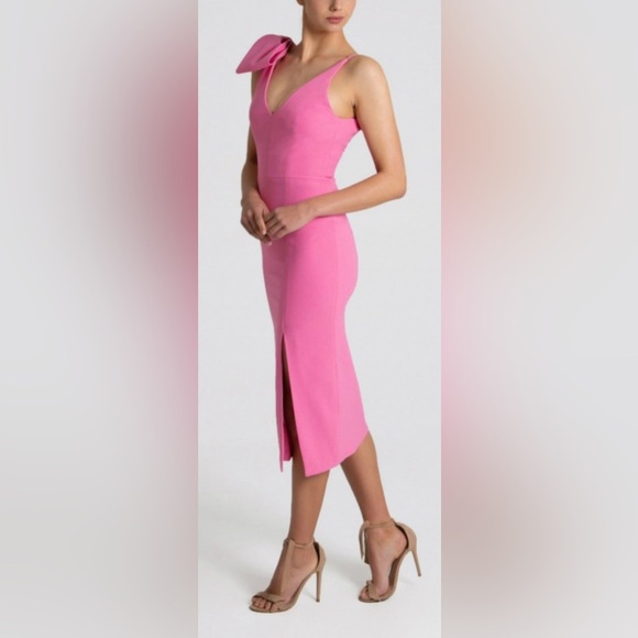 NWT Rebecca Vallance Love One Bow Shoulder Dress Pink 4 - Picture 3 of 16